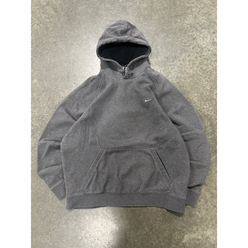 Vintage Gray Nike Sportswear Silver Tag Swoosh Hoodie Sweatshirt Size XL